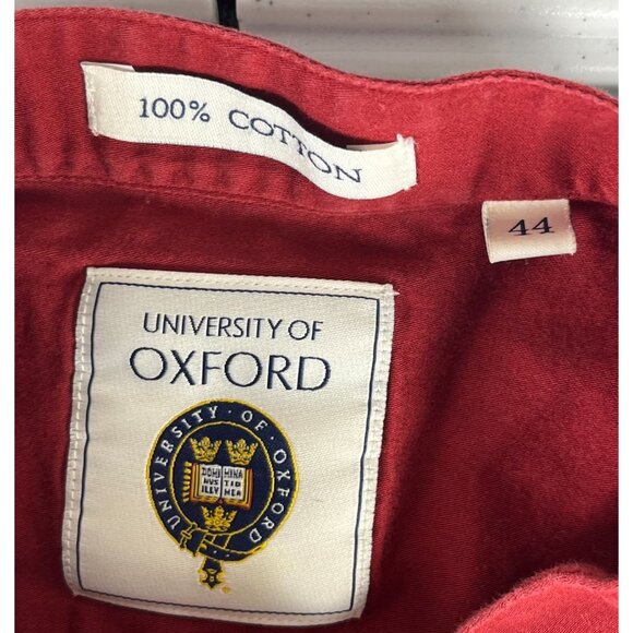 University Of Oxford Custom Fit Button Up Shirt Men's 44 Red Pocket Long Sleeve - Picture 3 of 10
